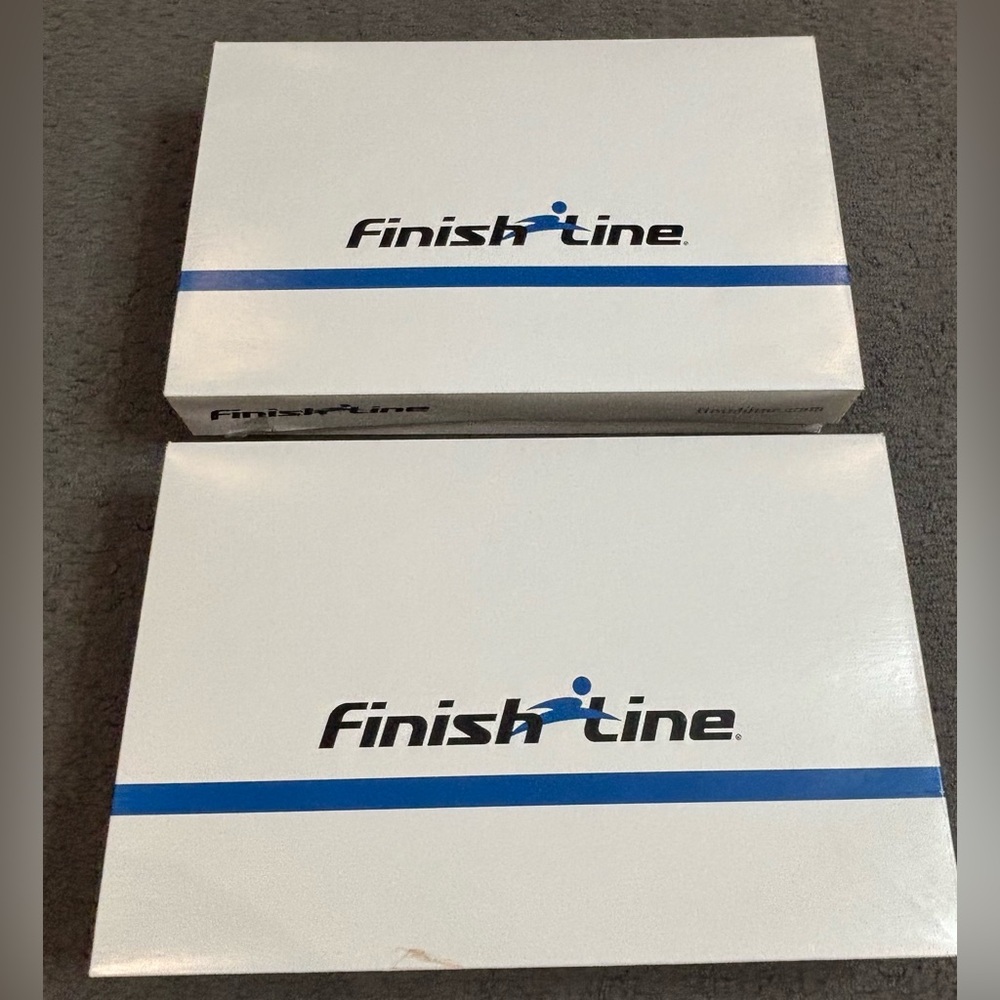 Lot of 2 Vintage Finish Line Gift Boxes White Blue 17” x 11” x 4”